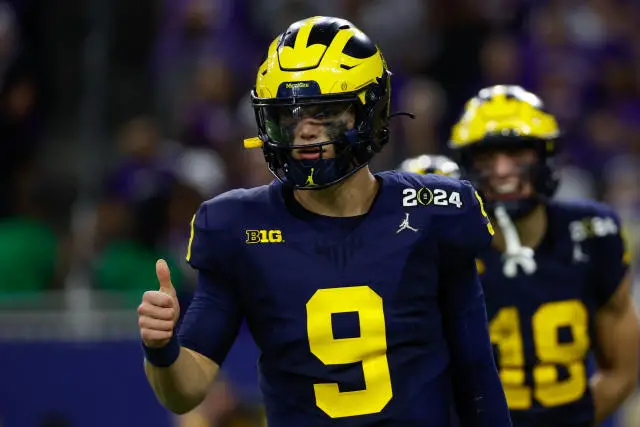 JJ McCarthy of the Michigan Wolverines could be taken high or low in the 2024 NFL Draft.